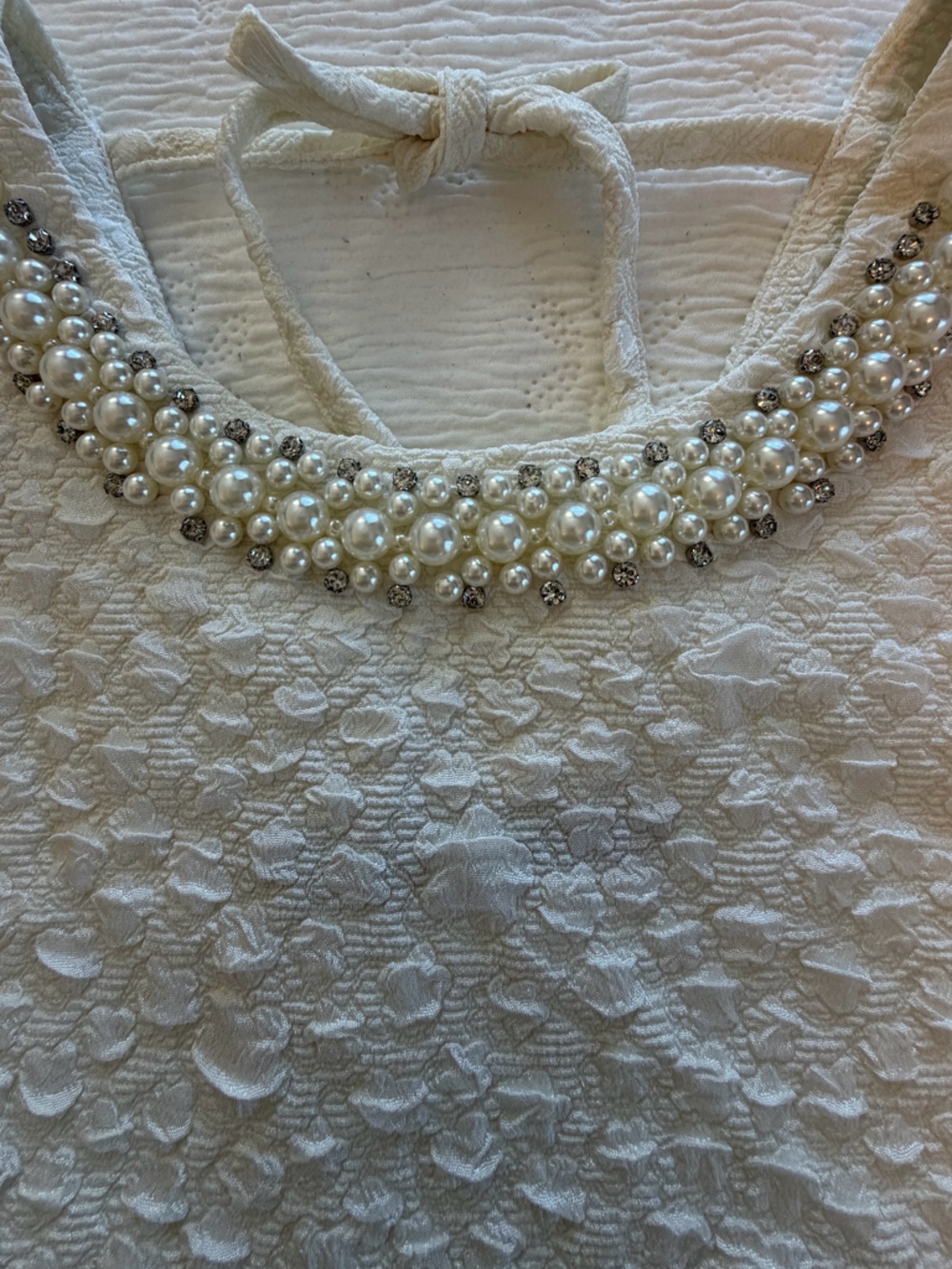 Anthropology blouse top cream ivory textured pearls size S - Picture 6 of 11